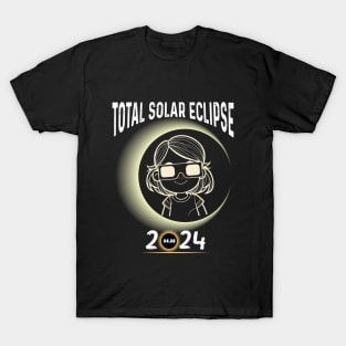 Solar Eclipse 2024 Shirt Total Eclipse April 8th 2024 Little Girl Girl T-Shirt